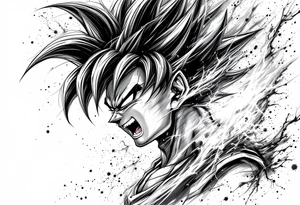 legendary dragonball z with energy aura and power effects tattoo idea