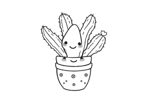 Cutesy smiley Cacti in a pot tattoo idea