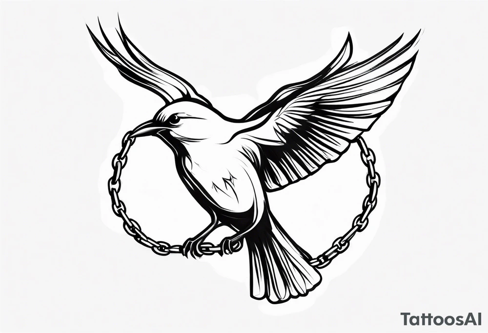 bird breaking free from chain tattoo idea