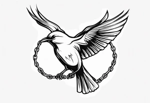 bird breaking free from chain tattoo idea