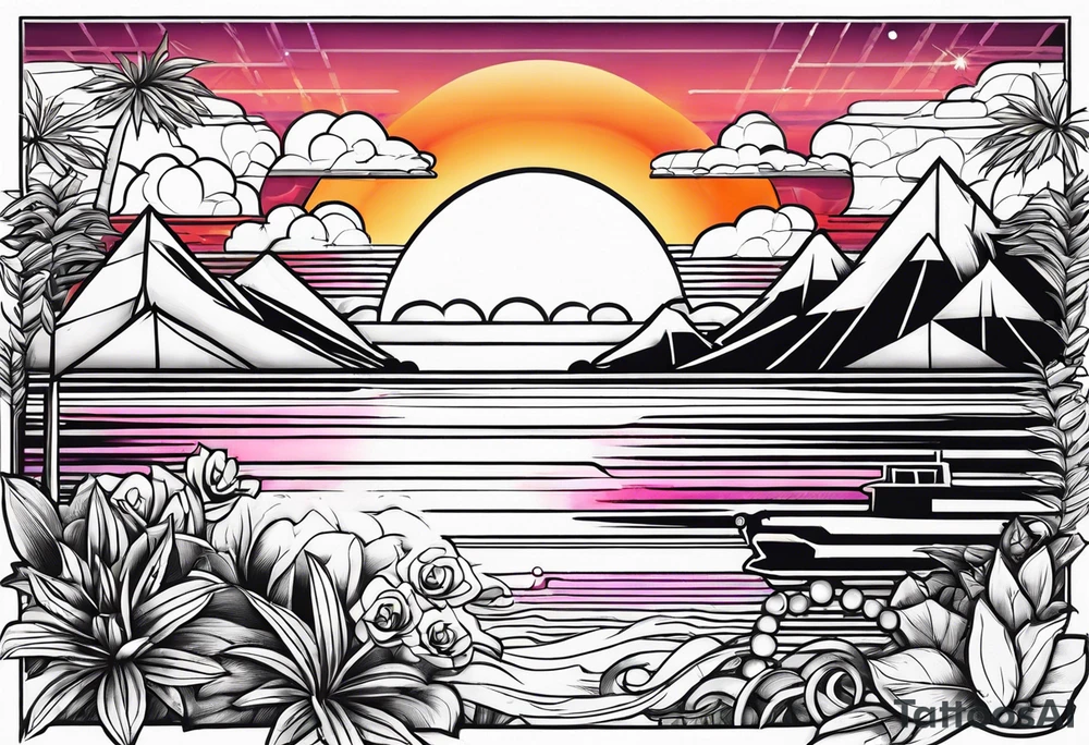 A sunset with a sega tattoo idea