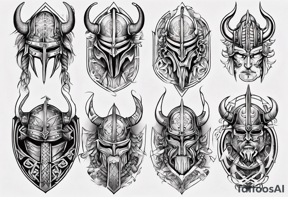 Viking armor mechanical symmetrical tattoo idea