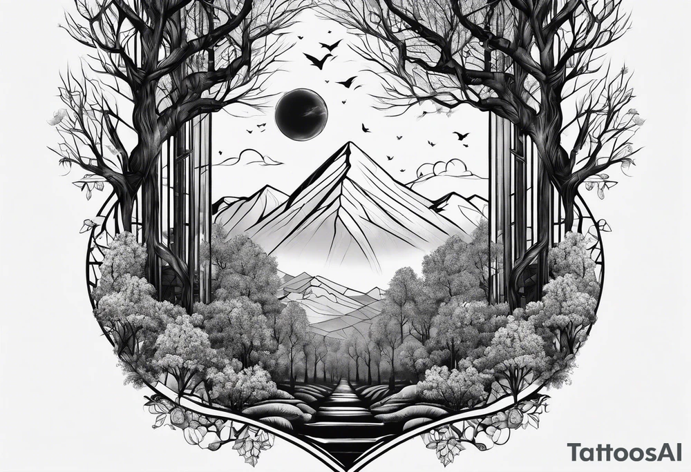 Poplar tree avenue tattoo idea