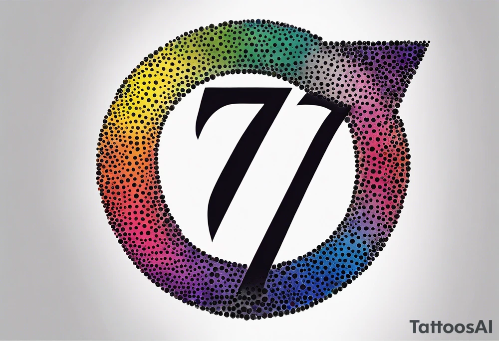 The number seven in rainbow colors tattoo idea