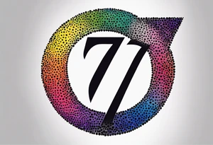 The number seven in rainbow colors tattoo idea