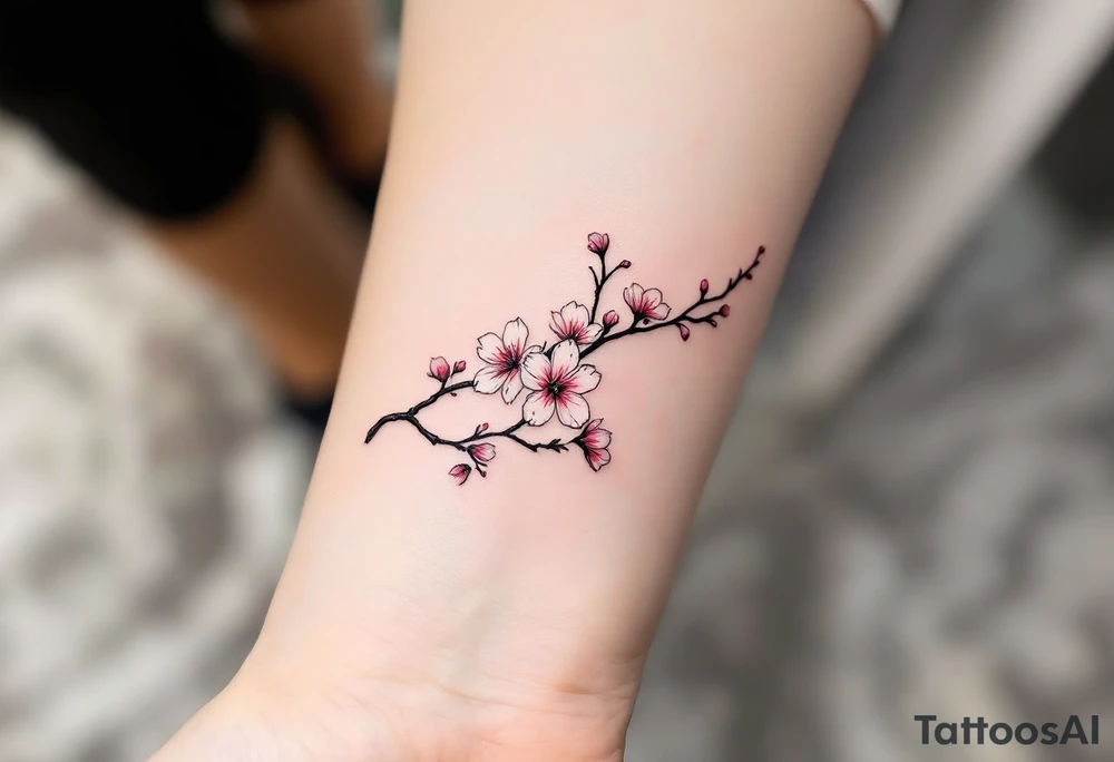 Black and White Linework with Pink Accents – Fine black ink outlines of cherry blossoms, filled selectively with pastel pinks for a modern, minimalist look. tattoo idea
