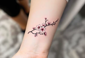 Black and White Linework with Pink Accents – Fine black ink outlines of cherry blossoms, filled selectively with pastel pinks for a modern, minimalist look. tattoo idea