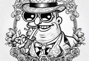 spongebob smoking cigarette tattoo idea
