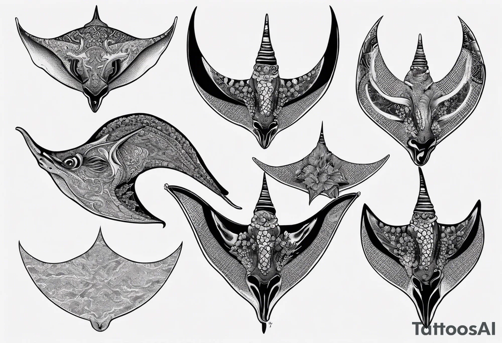 Manta ray in thai tattoo idea