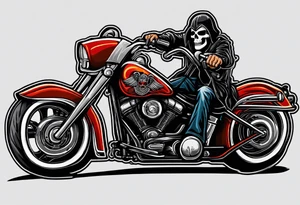 Motorcycle patch for a outlaw motorcycle club named the executioners with axes and a skeleton riding a Harley with an executioner mask on tattoo idea