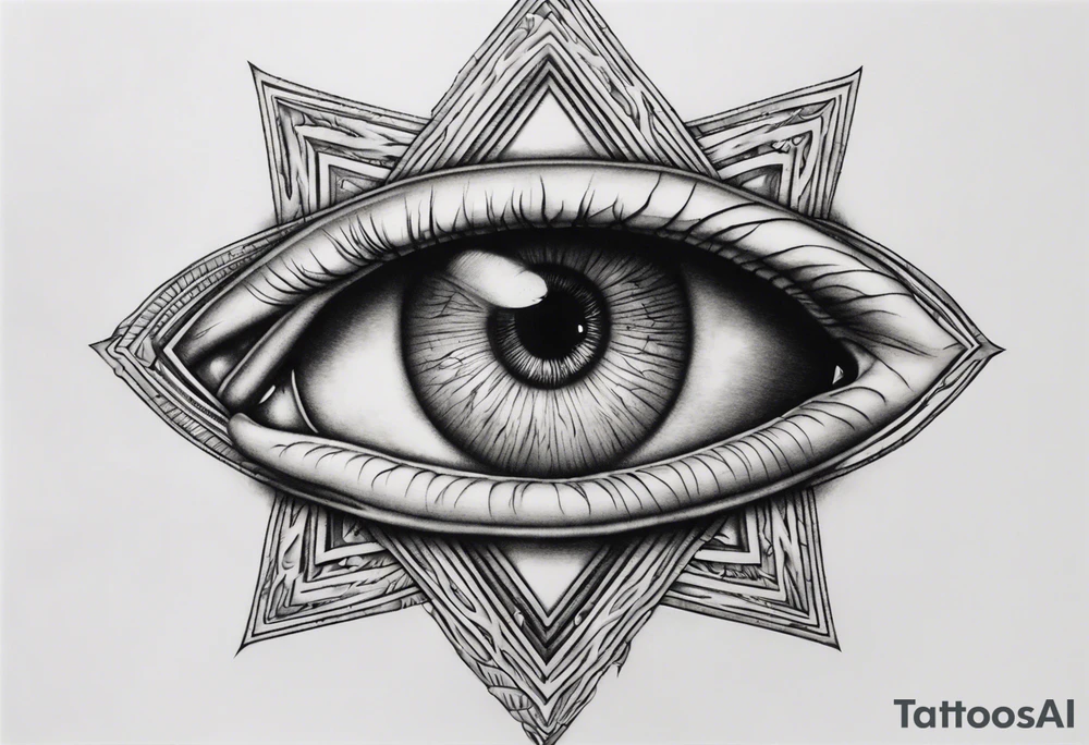 Eye with two irises from the band Tool, inside a heptagram tattoo idea
