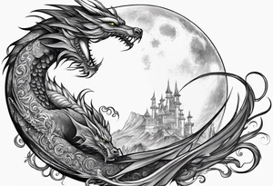 Moon fairy dragon tattoo idea