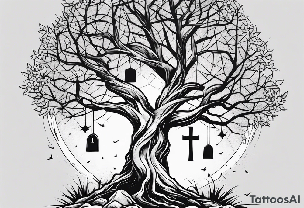 Tree with tombstones tattoo idea