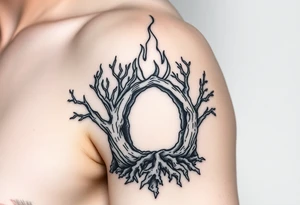 flame in roots, with a roots archway tattoo idea