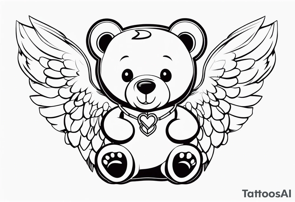 Teddy bear with angel wings tattoo idea
