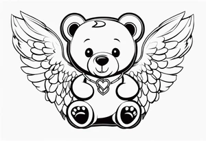 Teddy bear with angel wings tattoo idea