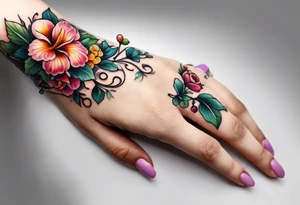 Small Floral vine going up my finger onto my hand tattoo idea