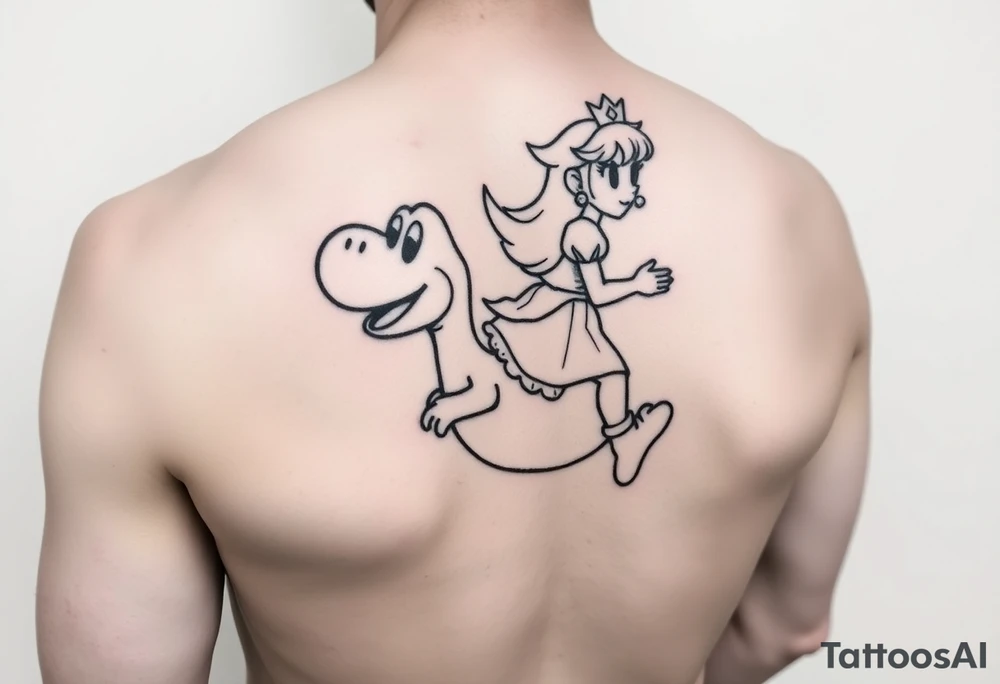 Princess Peach riding Yoshi tattoo idea