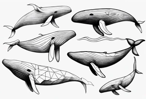 Geometric whale coming out of water tattoo idea