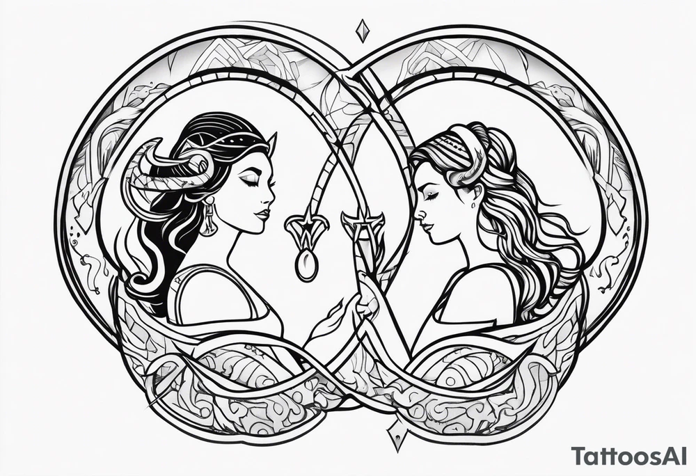 Couple's tattoos capricorn and aquarius uniting tattoo idea Couple's tattoos capricorn and aquarius uniting tattoo idea