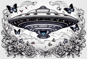 ufo and butterflies tattoo idea