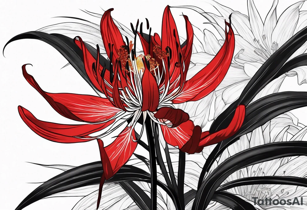 Red Spider Lily, Black Dragon tattoo idea