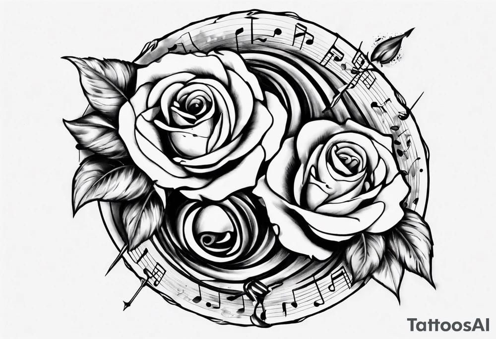 sound music roses disc jokey tattoo idea