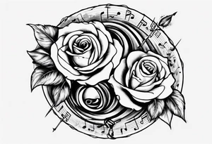 sound music roses disc jokey tattoo idea