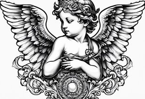 Cherub flying renaissance full body tattoo idea