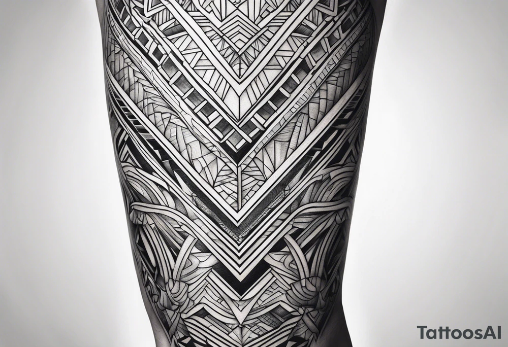 pattern geometric full male leg tattoo idea