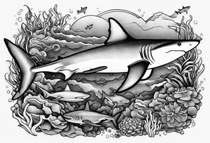 aerial view of a white tipped reef shark tattoo idea