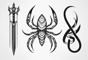 snake spider scorpion blade tattoo idea
