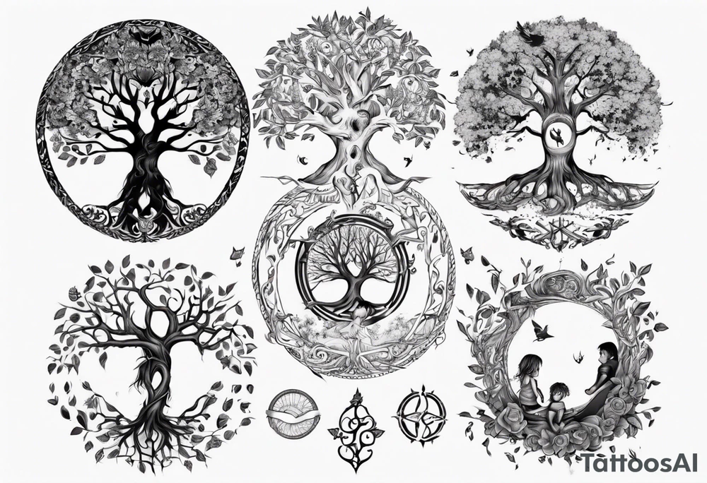 Tree of life with children namnes tattoo idea