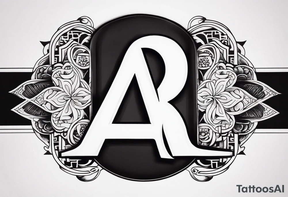 the letters A R in the middle of a ninja headband tattoo idea