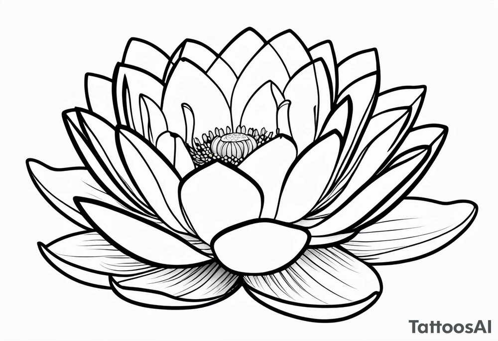 single line water lily tattoo, very simple, no shading, just outline, very small tattoo idea