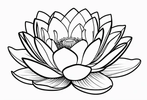 single line water lily tattoo, very simple, no shading, just outline, very small tattoo idea