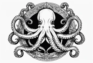 Octopus holding anchor in middle tattoo idea