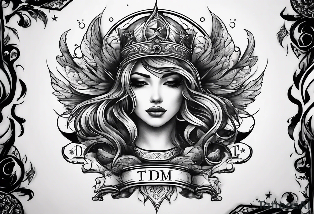 the letters tdm with smoke and small stars in the background tattoo idea