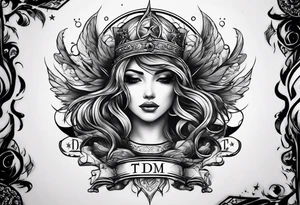 the letters tdm with smoke and small stars in the background tattoo idea