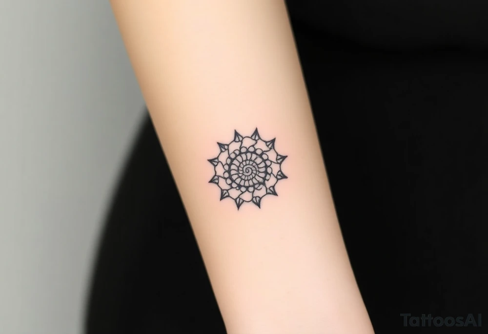 Fibonacci sun spiral shell tattoo idea