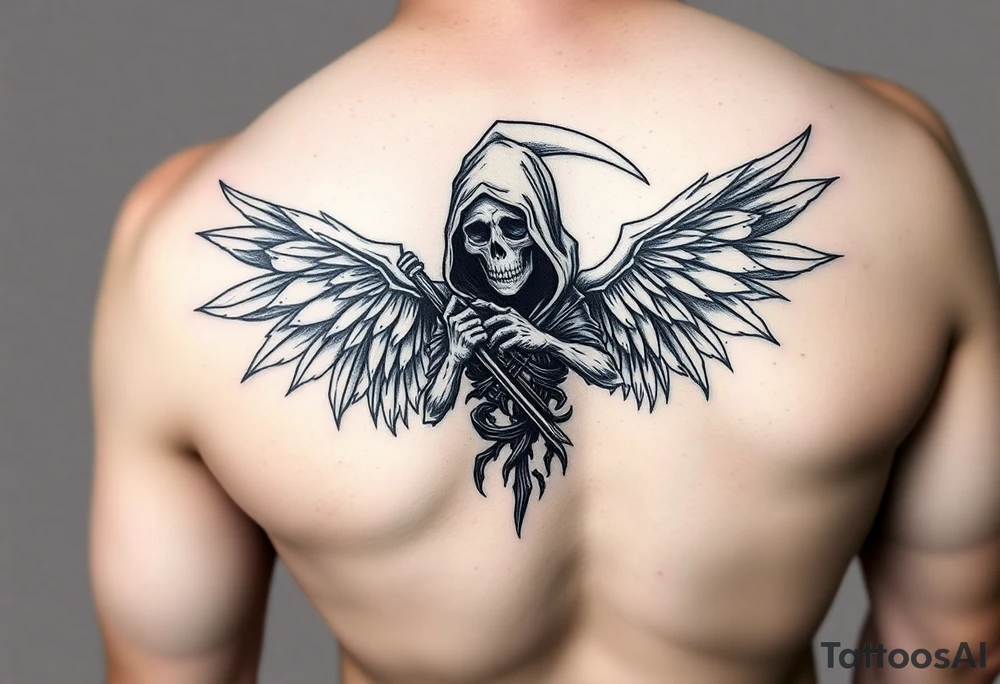 Grim reaper with wings tattoo idea