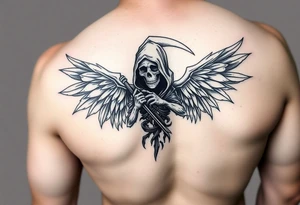 Grim reaper with wings tattoo idea