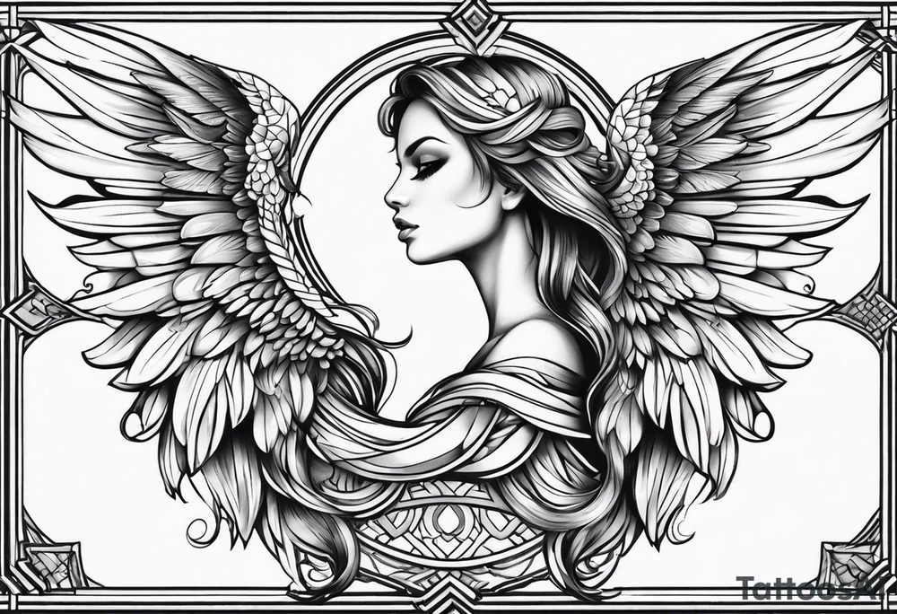 Beautiful angle with large wings tattoo idea