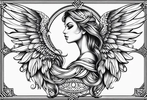 Beautiful angle with large wings tattoo idea