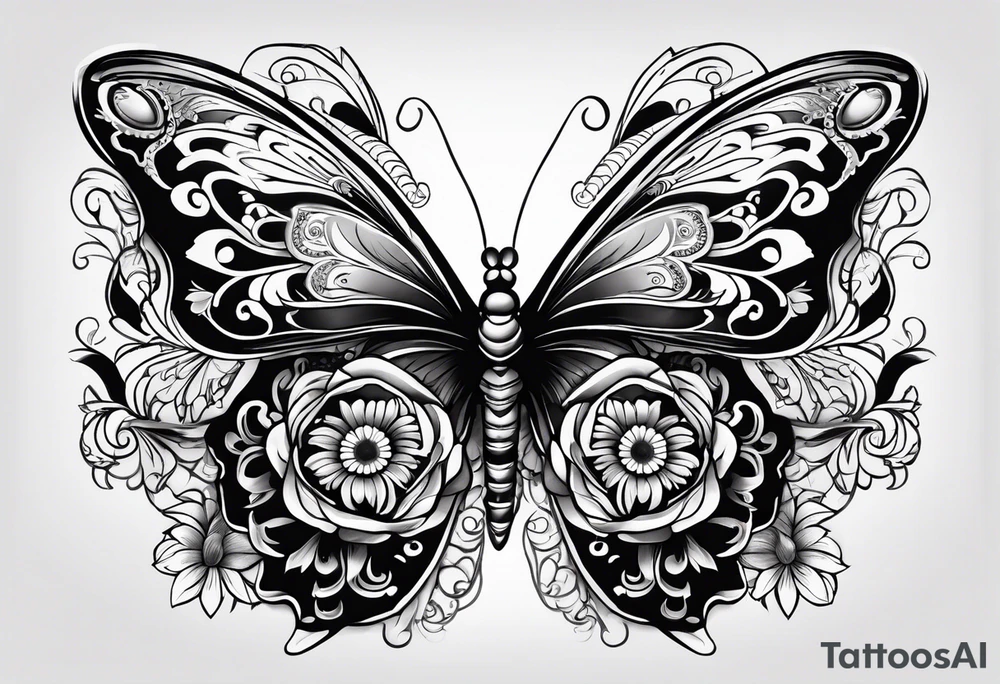 butterfly more with day of the dead tattoo idea