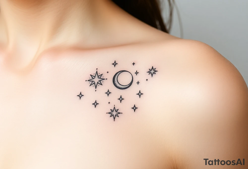 Stars and moon tattoo idea