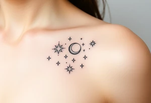 Stars and moon tattoo idea