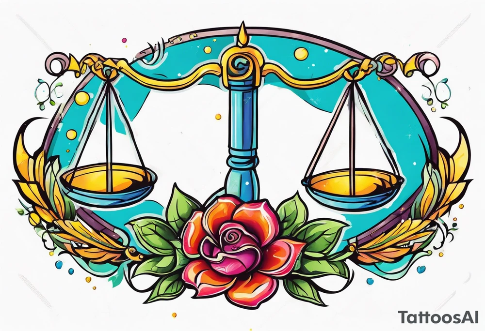 male scorpio, female Sagittarius, libra scales tattoo idea