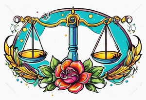 male scorpio, female Sagittarius, libra scales tattoo idea