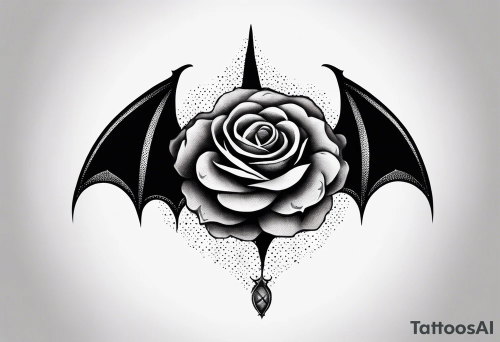 Bat with rose gothic style for arms tattoo idea